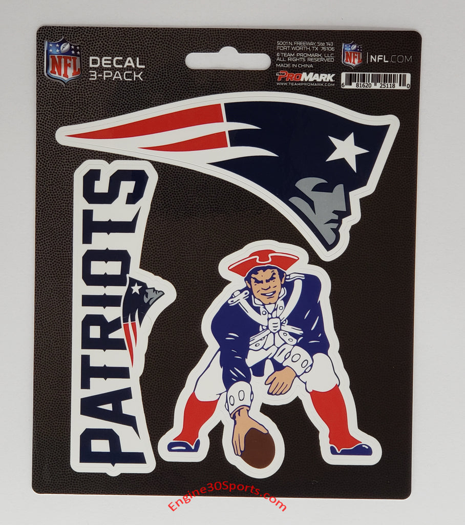 New England Patriots Die Cut Decal Sheet - 3 Decals