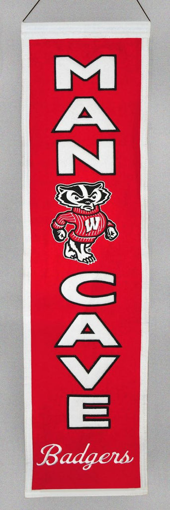 Wisconsin Badgers 8"x32" Wool Man Cave Banner