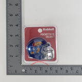 Riddell pocket size helmet featuring the Kansas Jayhawks logo, in its original blister pack packaging with a red backing card.