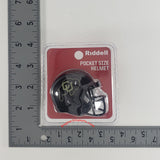 Riddell pocket size helmet in its original blister packaging, featuring a black football helmet with a gold and white 'CU' logo on a red backing card.