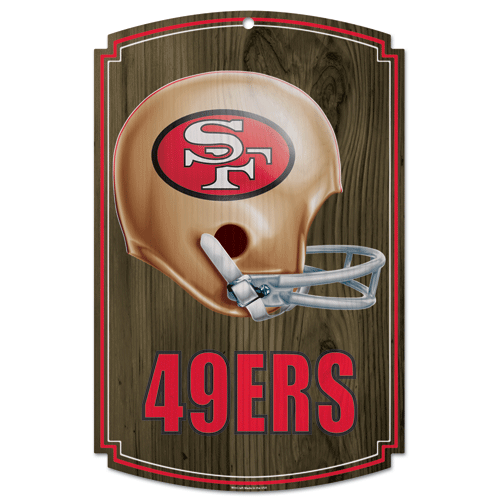 San Francisco 49ers Throwback Helmet 11"x17" Wood Sign