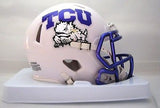 TCU Horned Frogs Riddell Speed Mini Helmet - White Alternate with Chrome Facemask 2
