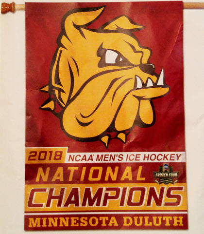 Minnesota Duluth Bulldogs 2018 Hockey National Champions 28" x 40" Vertical Flag