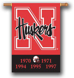 Nebraska Cornhuskers 28"x40" Two-Sided Banner - Championship Years