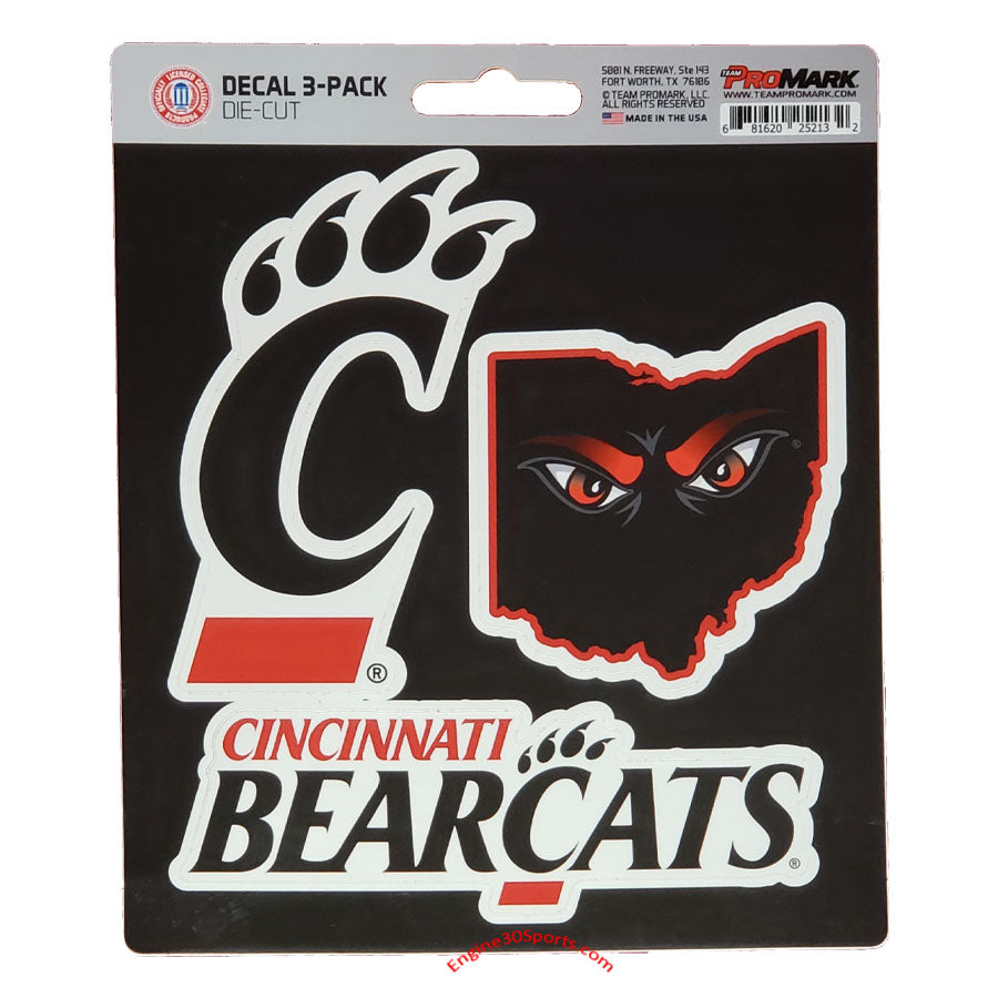 Cincinnati Bearcats Die Cut Decal Sheet - 3 Decals