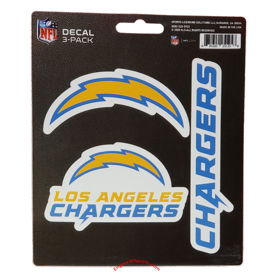 Los Angeles Chargers Die Cut Decal Sheet - 3 Decals