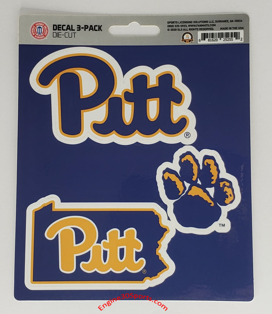 Pitt Panthers Die Cut Decal Sheet - 3 Decals