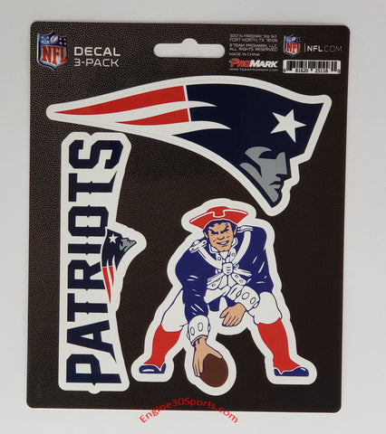 New England Patriots Die Cut Decal Sheet - 3 Decals