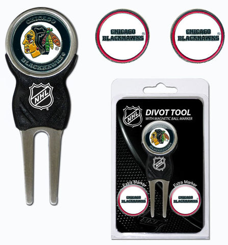 Chicago Blackhawks Golf Divot Tool with 3 Magnetic Markers