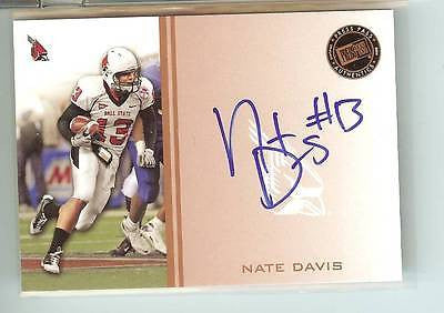 Nate Davis Ball State Cardinals 2009 Press Pass Bronze Level Autograph