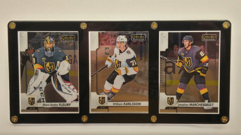 Vegas Golden Knights Fleury, Karlsson, & Marchessault Card Set In 3 Card Holder