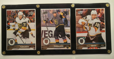 Vegas Golden Knights Karlsson, Engelland, & Smith Cards In 3 Card Holder