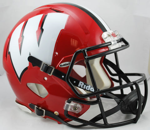 Wisconsin Badgers Riddell Authentic Speed Helmet - Red with Black Mask