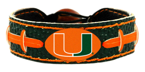Miami Hurricanes Team Color Football Bracelet
