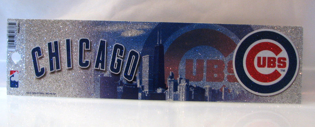 Chicago Cubs Bumper Sticker - Glitter
