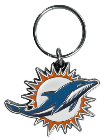 Miami Dolphins Chrome Logo Cut Keychain