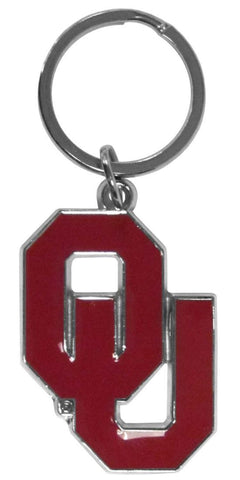 Oklahoma Sooners Chrome Logo Cut Keychain