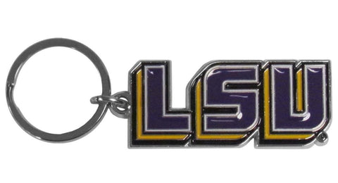 LSU Tigers Chrome Logo Cut Keychain