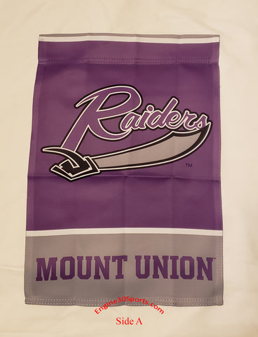 Mount Union Purple Raiders 2 Sided Garden Flag