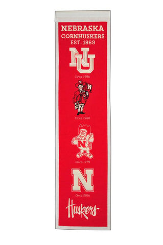 Nebraska Cornhuskers 8"x32" Wool Heritage Banner - 2016