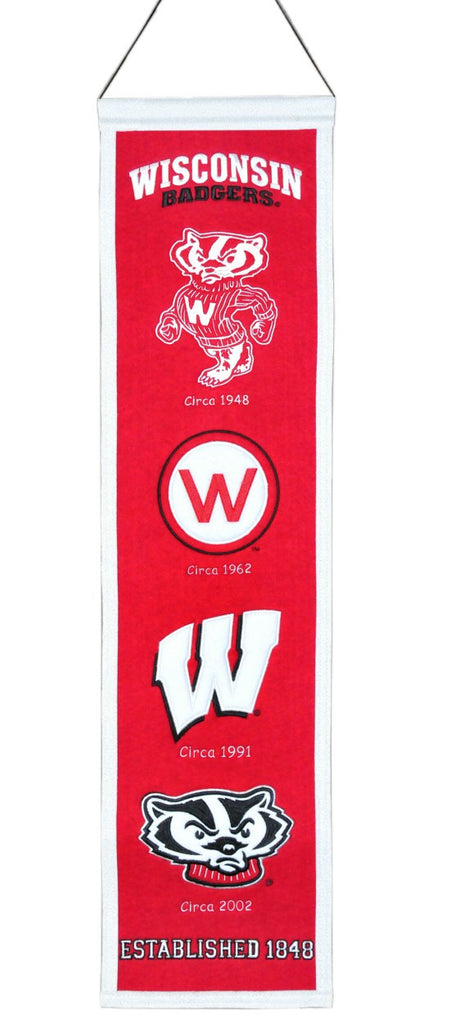 Wisconsin Badgers 8"x32" Wool Heritage Banner