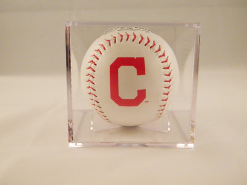 Cleveland Indians Logo Baseball In UV Protected Ball Holder