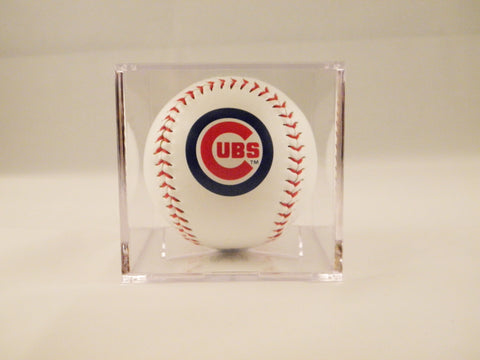 Chicago Cubs Logo Baseball In UV Protected Ball Holder