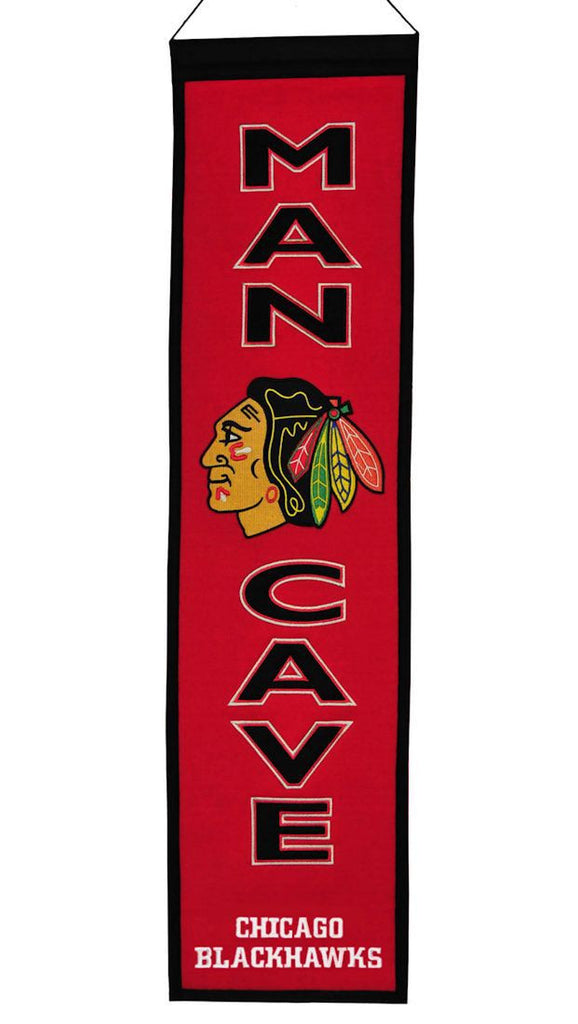 Chicago Blackhawks 8"x32" Wool Man Cave Banner