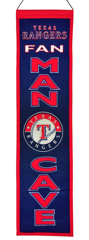 Texas Rangers 8"x32" Wool Man Cave Banner