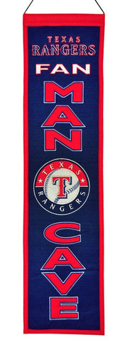 Texas Rangers 8"x32" Wool Man Cave Banner