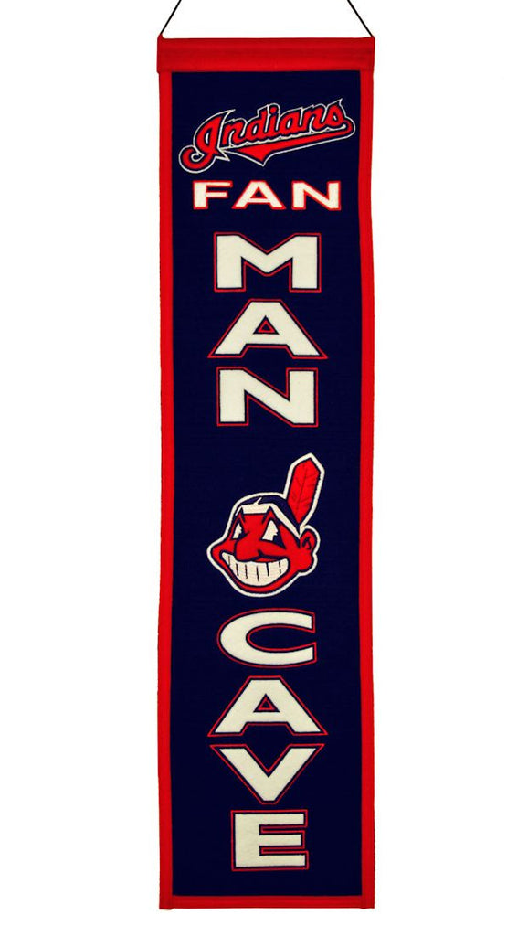 Cleveland Indians Chief Wahoo 8"x32" Wool Man Cave Banner