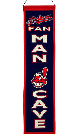 Cleveland Indians Chief Wahoo 8"x32" Wool Man Cave Banner