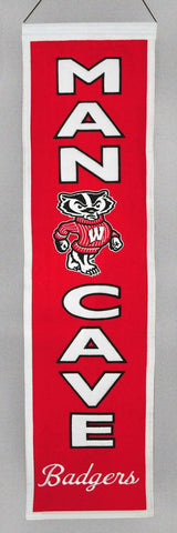 Wisconsin Badgers 8"x32" Wool Man Cave Banner