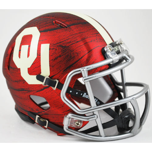 Oklahoma Sooners Riddell Speed Mini Helmet - Bring The Wood Hydro Red