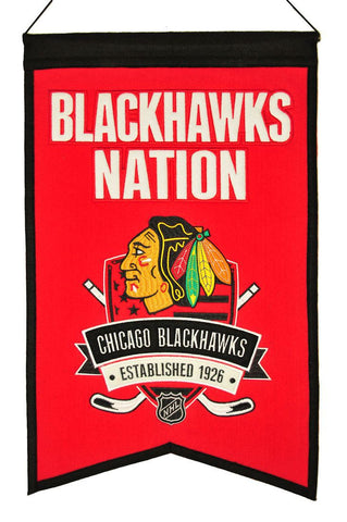 Chicago Blackhawks 20"x15" Wool Blackhawks Nation Banner