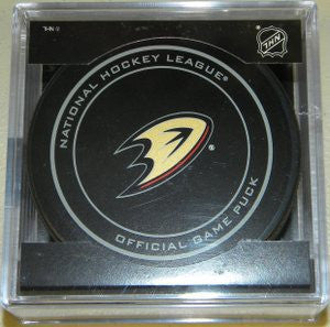 Anaheim Ducks Official Game Puck In Display Holder