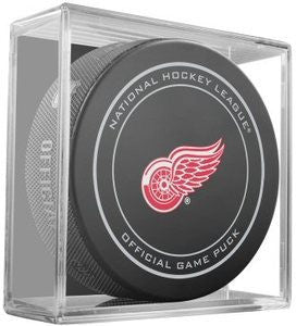 Detroit Red Wings Official Game Puck In Display Holder