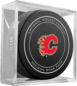 Calgary Flames Official Game Puck In Display Holder