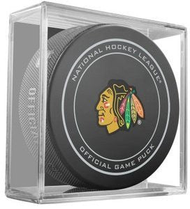 Chicago Blackhawks Official Game Puck In Display Holder