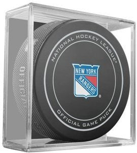 New York Rangers Official Game Puck In Display Holder