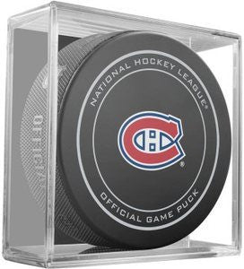 Montreal Canadiens Official Game Puck In Display Holder