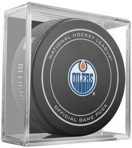 Edmonton Oilers Official Game Puck In Display Holder