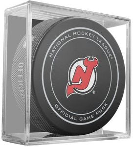 New Jersey Devils Official Game Puck In Display Holder