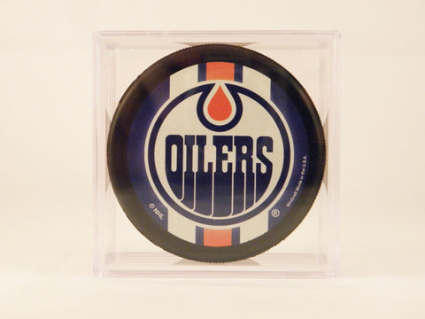 Edmonton Oilers Hockey Puck In Square Display