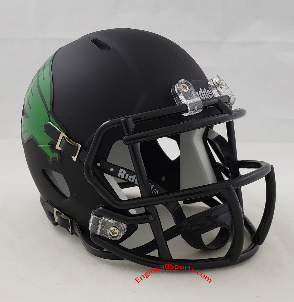 North Texas Mean Green Riddell Speed Mini Helmet - Matte Black