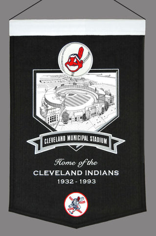 Cleveland Indians 24"x15" Wool Stadium Banner - Cleveland Municipal Stadium
