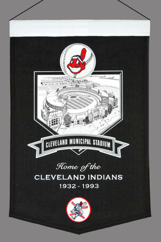 Cleveland Indians 24"x15" Wool Stadium Banner - Cleveland Municipal Stadium